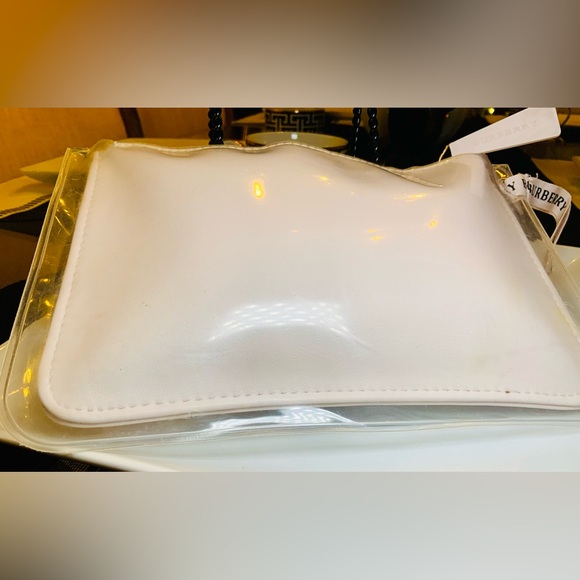 BURBERRY POUCH BAG PINK WITH PLASTIC COVER MAKEUP BAG TOILETRY COSMETIC CASE CL - Picture 5 of 7